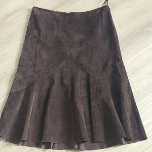 Ideology Brown leather Midi A-Line Skirt